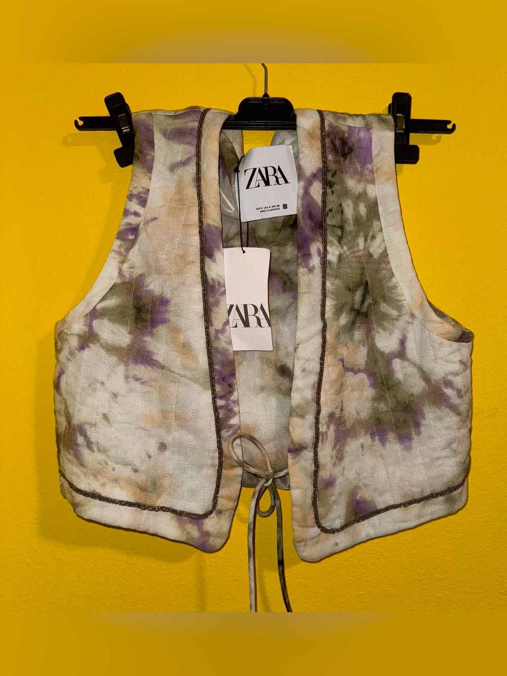 Zara Tie-Dye Vest in Purple, Green & Cream